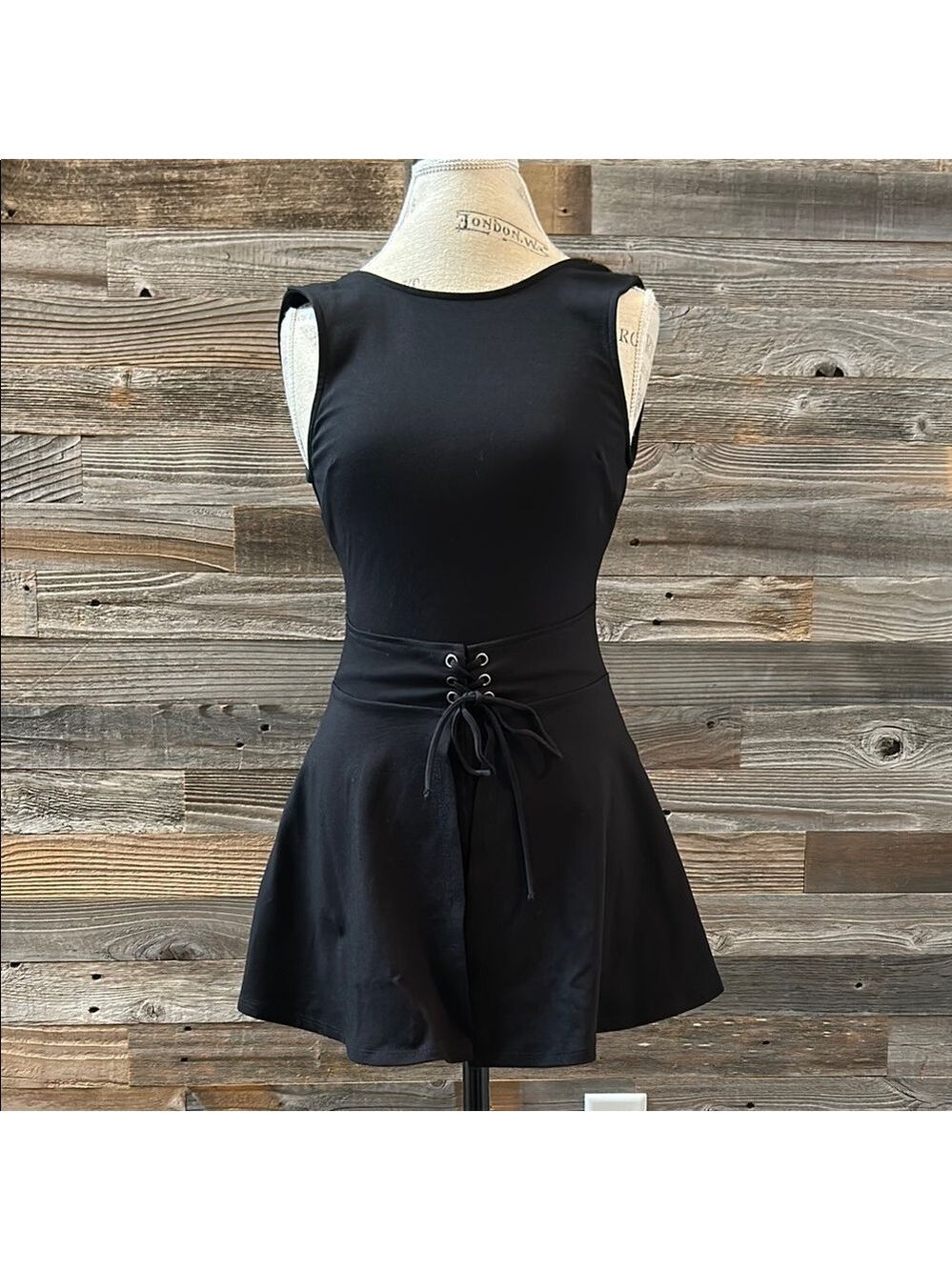 UO Silence & Noise Black Sleeveless Romper Wrap around Skirt Open Back Size S